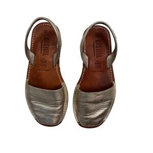 Castell Metallic Gold Leather Sling Back Sandals Made in Spain Women's Size 6.5